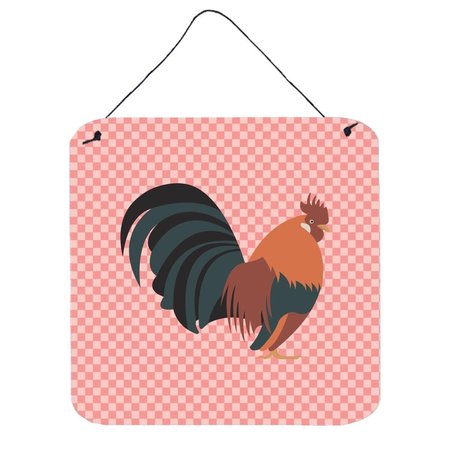 MICASA Dutch Bantam Chicken Pink Check Wall or Door Hanging Prints6 x 6 in. MI627842